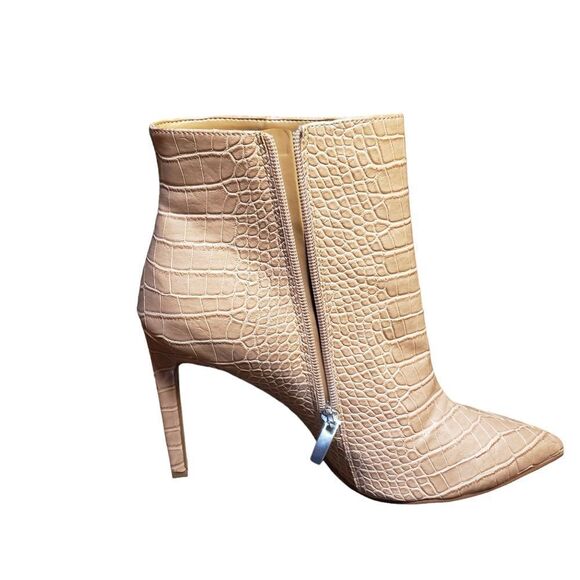 Nine West Nude‎ Embossed Faux Snake Heeled Booties Size 11 - Picture 6 of 11